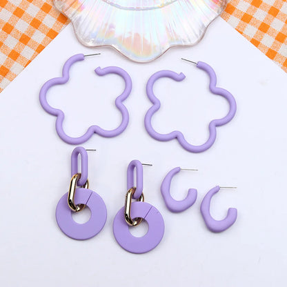 1 Set Simple Style Flower Spray Paint Arylic Drop Earrings