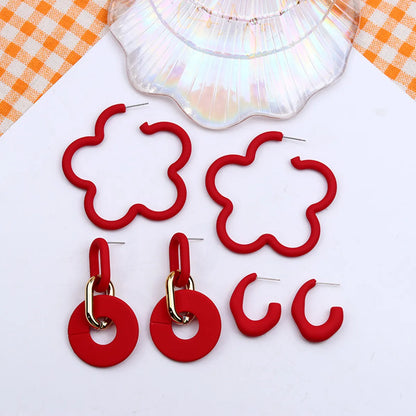 1 Set Simple Style Flower Spray Paint Arylic Drop Earrings