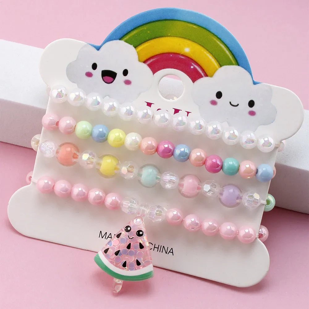 1 Set Simple Style Fruit Plastic Beaded Kid'S Bracelets