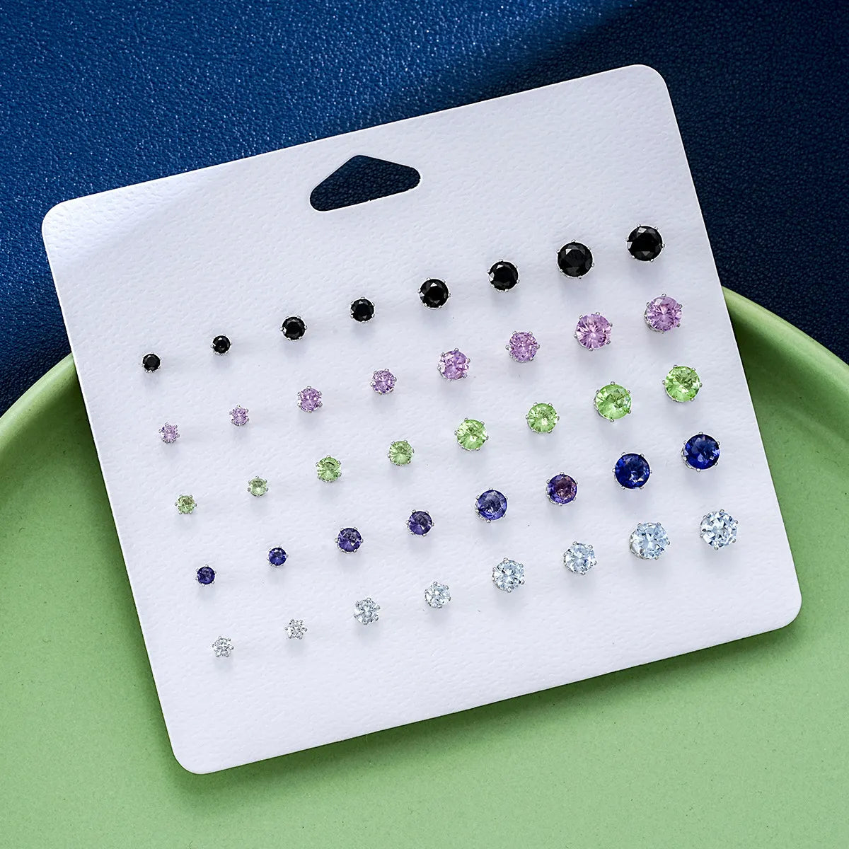 1 Set Simple Style Geometric Plating Inlay Alloy Zircon Ear Studs