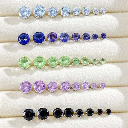 1 Set Simple Style Geometric Plating Inlay Alloy Zircon Ear Studs