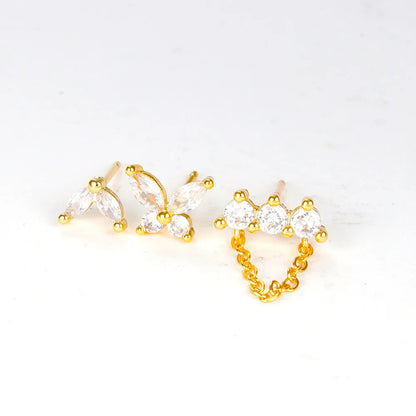 1 Set Simple Style Geometric Plating Inlay Copper Zircon Cartilage Earrings