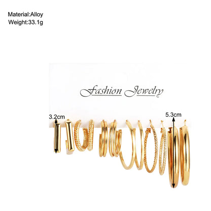 1 Set Simple Style Geometric Solid Color Plating Alloy Hoop Earrings