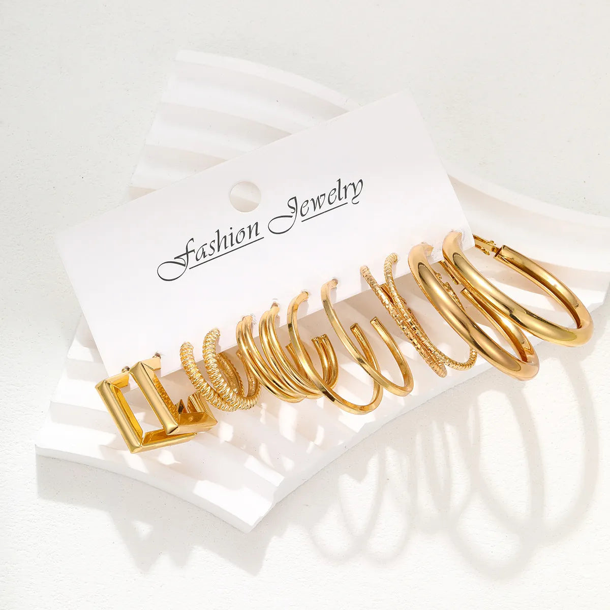 1 Set Simple Style Geometric Solid Color Plating Alloy Hoop Earrings