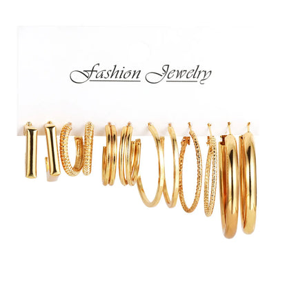 1 Set Simple Style Geometric Solid Color Plating Alloy Hoop Earrings