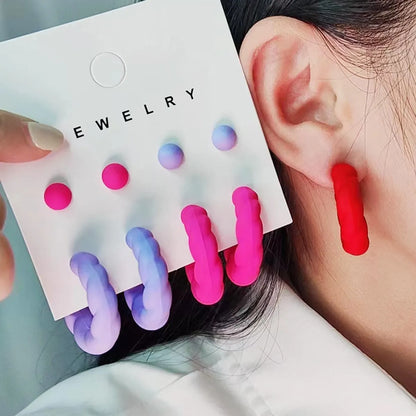 1 Set Simple Style Geometric Solid Color Spray Paint Arylic Ear Studs