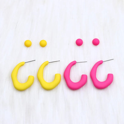 1 Set Simple Style Geometric Solid Color Spray Paint Arylic Ear Studs