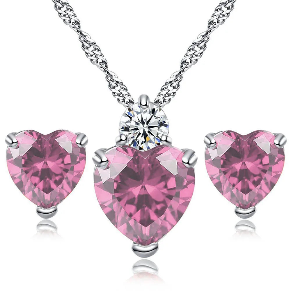 1 Set Simple Style Heart Shape Alloy Inlay Zircon Women'S Jewelry Set