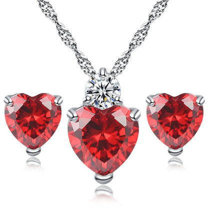 1 Set Simple Style Heart Shape Alloy Inlay Zircon Women'S Jewelry Set