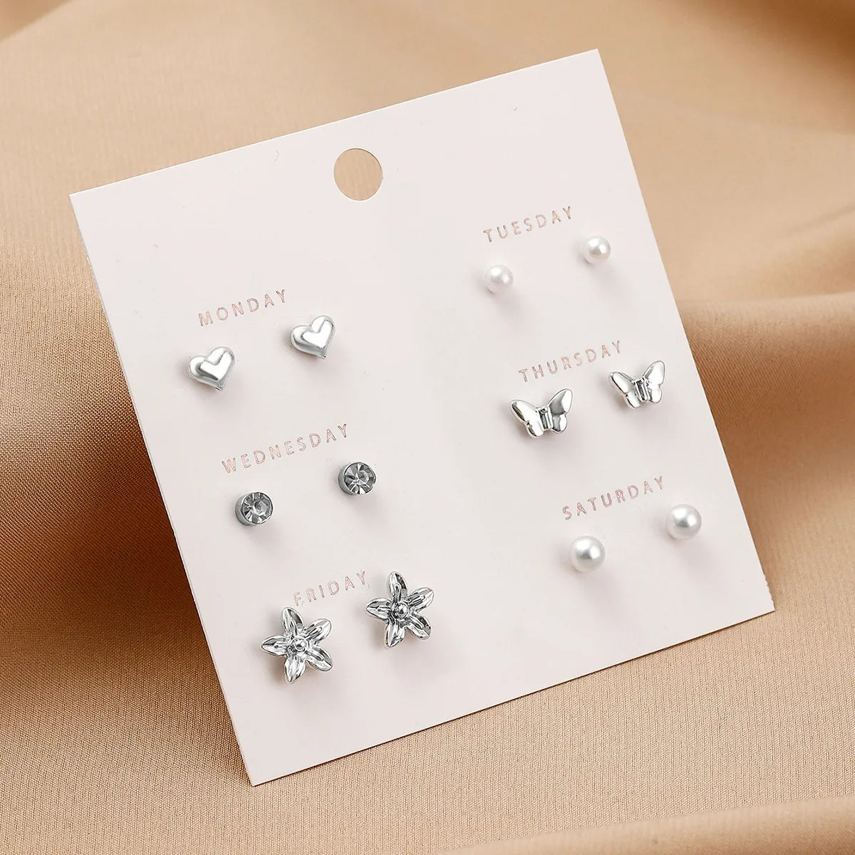 1 Set Simple Style Heart Shape Flower Butterfly Alloy Ear Studs