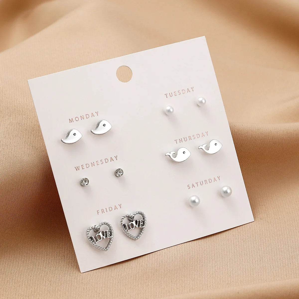 1 Set Simple Style Heart Shape Flower Butterfly Alloy Ear Studs