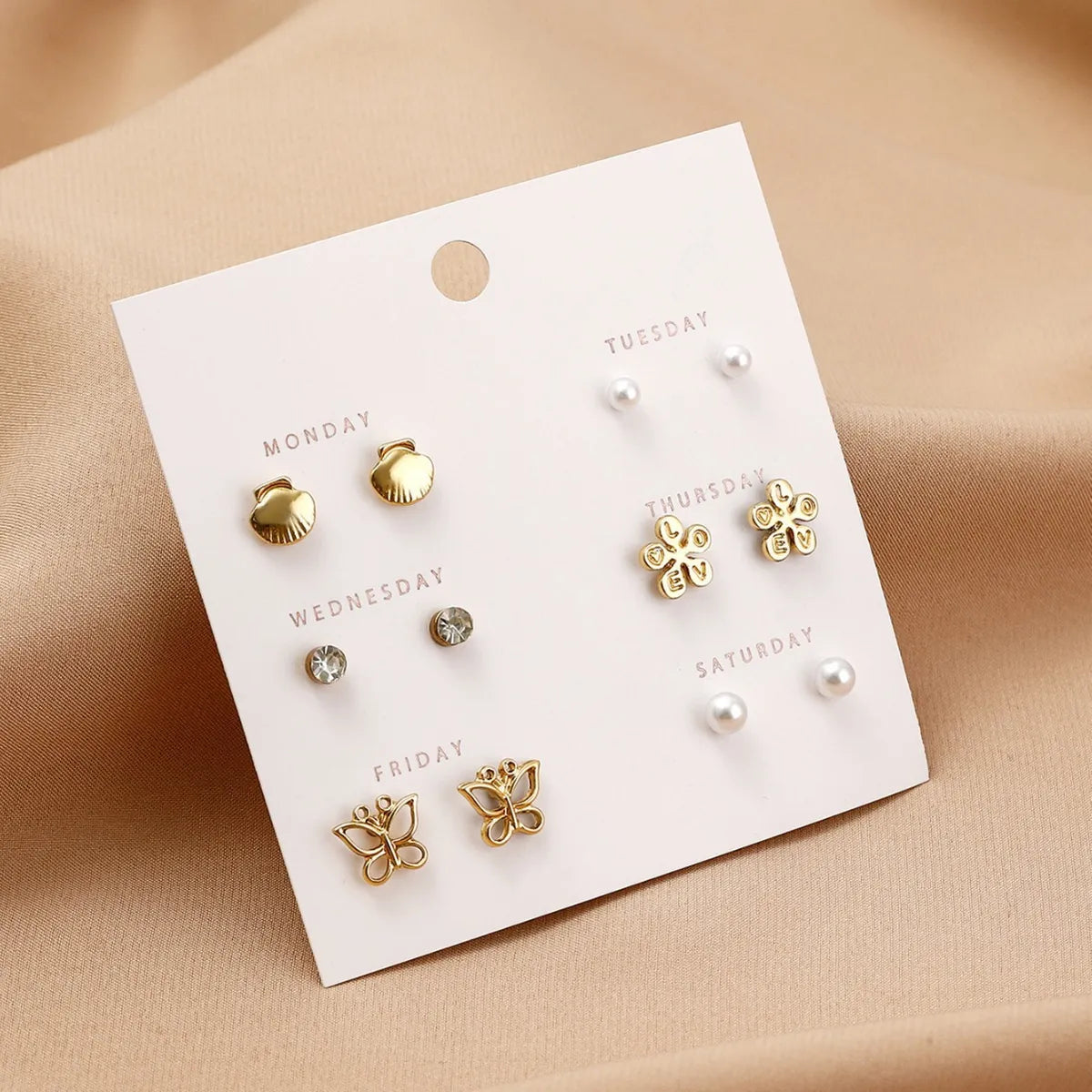 1 Set Simple Style Heart Shape Flower Butterfly Alloy Ear Studs