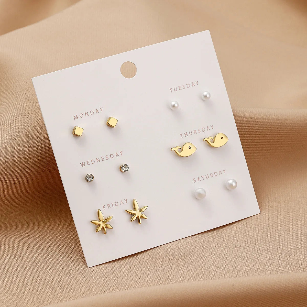 1 Set Simple Style Heart Shape Flower Butterfly Alloy Ear Studs