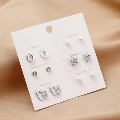 1 Set Simple Style Heart Shape Flower Butterfly Alloy Ear Studs