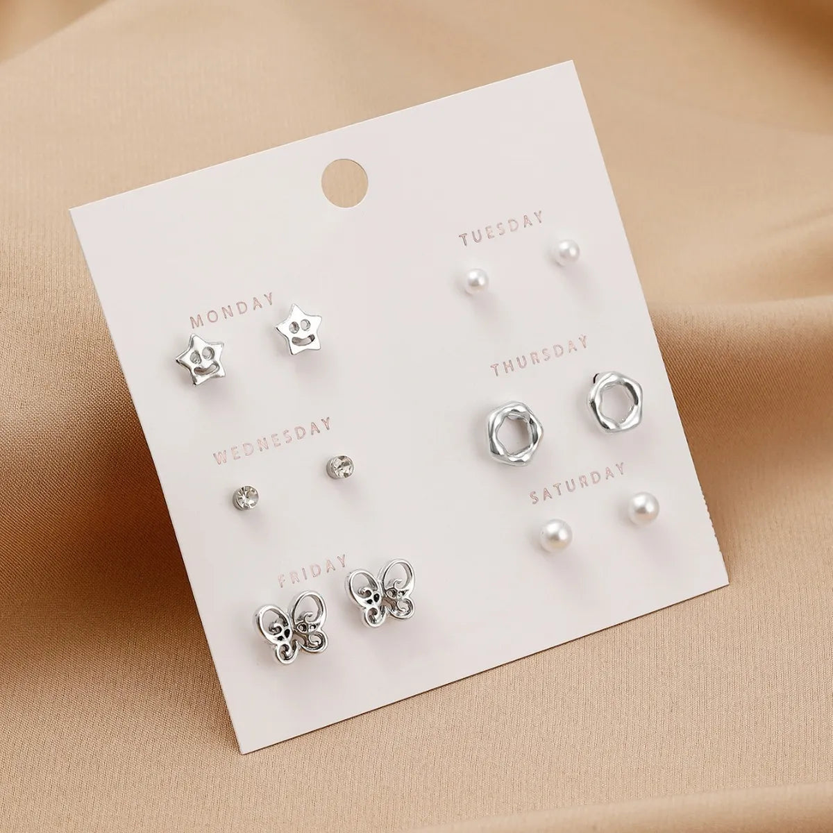 1 Set Simple Style Heart Shape Flower Butterfly Alloy Ear Studs