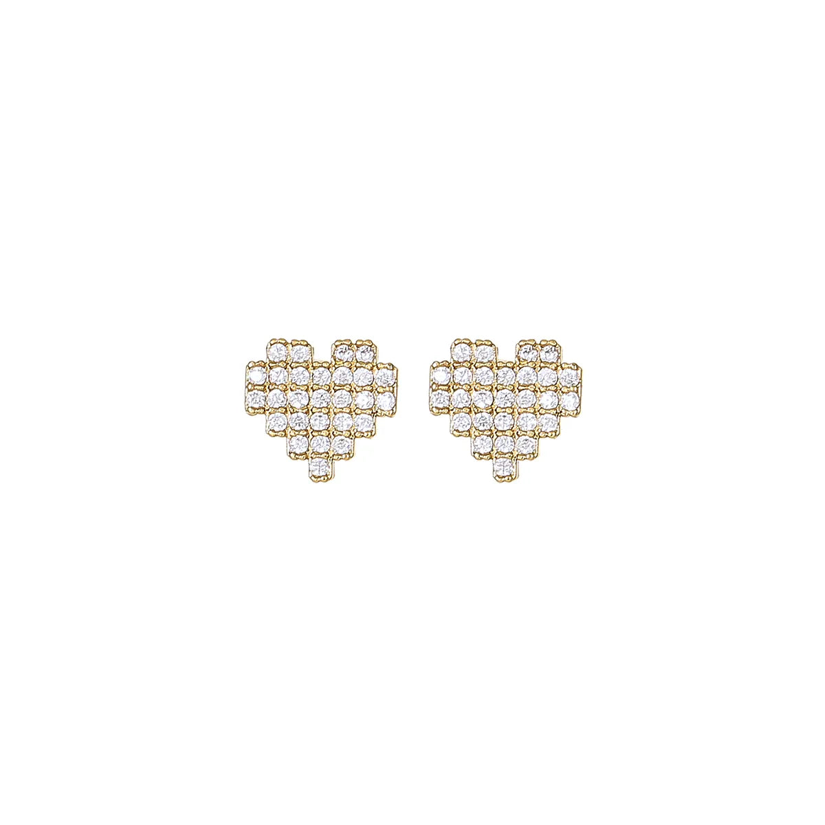 1 Set Simple Style Heart Shape Plating Inlay Copper Alloy Zircon 18k Gold Plated Ear Studs