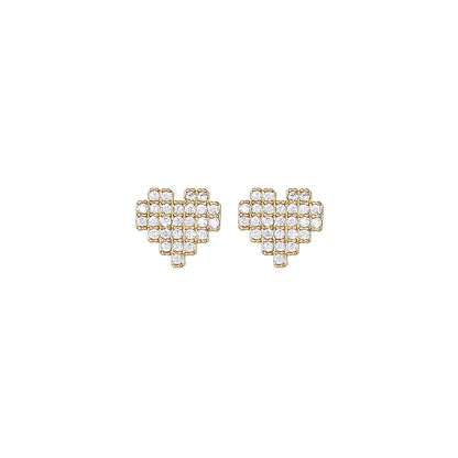 1 Set Simple Style Heart Shape Plating Inlay Copper Alloy Zircon 18k Gold Plated Ear Studs