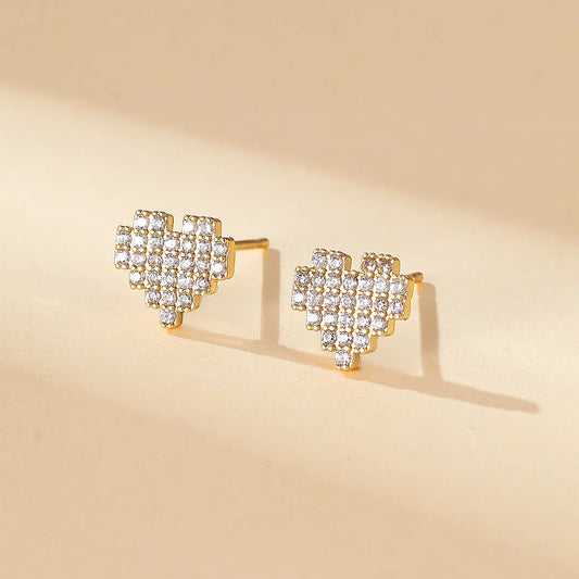 1 Set Simple Style Heart Shape Plating Inlay Copper Alloy Zircon 18k Gold Plated Ear Studs