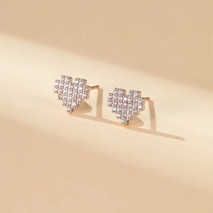 1 Set Simple Style Heart Shape Plating Inlay Copper Alloy Zircon 18k Gold Plated Ear Studs