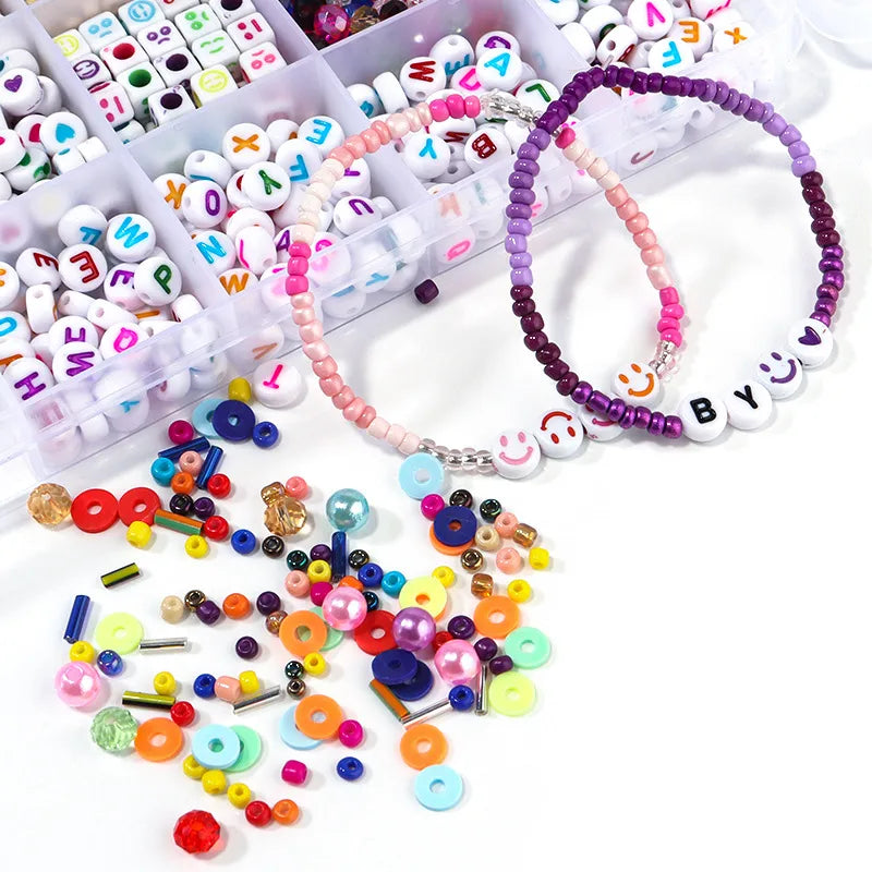 1 Set Glass Letter Heart Shape Beads