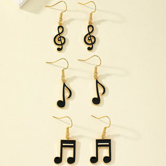 1 Set Simple Style Notes Enamel Alloy Drop Earrings