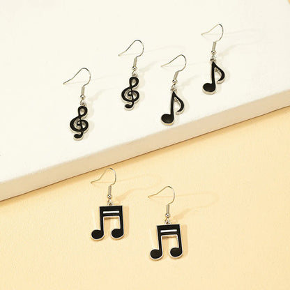 1 Set Simple Style Notes Enamel Alloy Drop Earrings