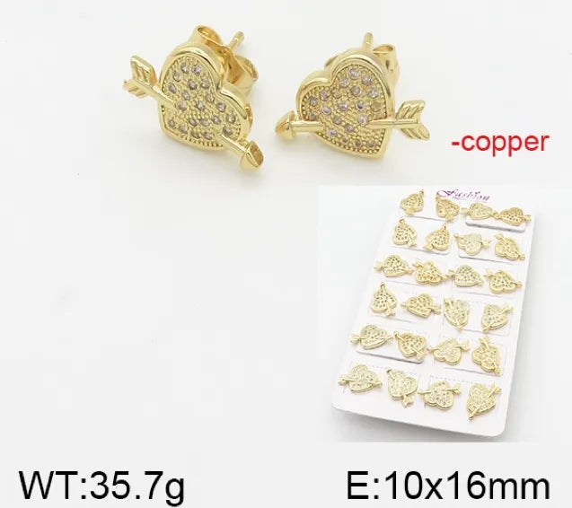 1 Set Simple Style Rabbit Star Moon Copper Ear Studs