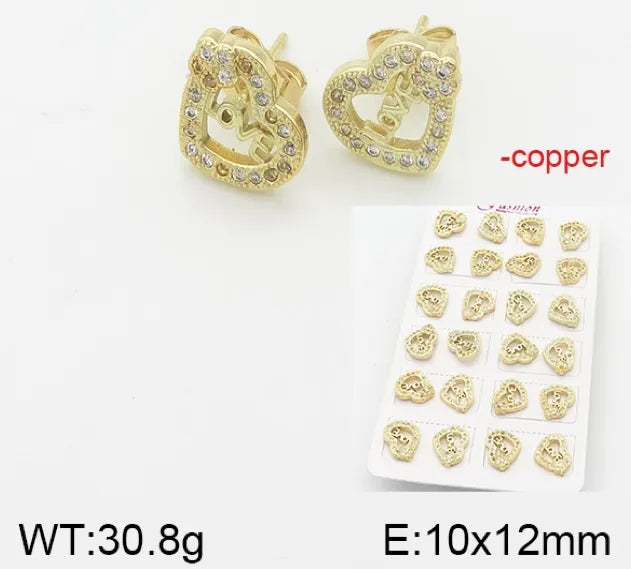 1 Set Simple Style Rabbit Star Moon Copper Ear Studs