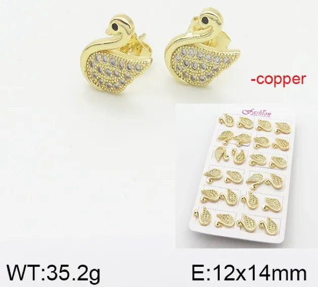 1 Set Simple Style Rabbit Star Moon Copper Ear Studs