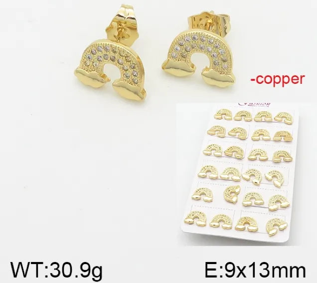 1 Set Simple Style Rabbit Star Moon Copper Ear Studs