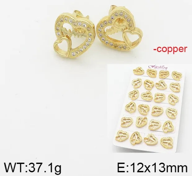 1 Set Simple Style Rabbit Star Moon Copper Ear Studs