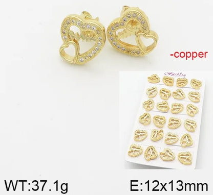 1 Set Simple Style Rabbit Star Moon Copper Ear Studs