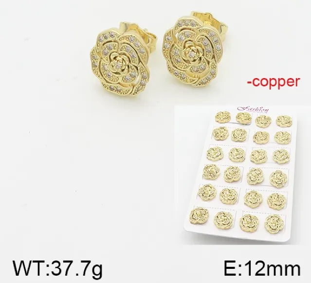 1 Set Simple Style Rabbit Star Moon Copper Ear Studs