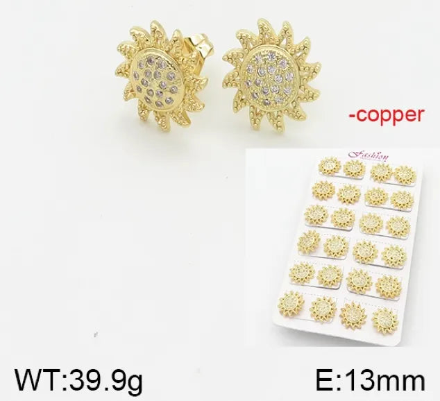 1 Set Simple Style Rabbit Star Moon Copper Ear Studs