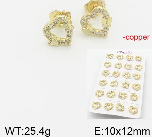 1 Set Simple Style Rabbit Star Moon Copper Ear Studs