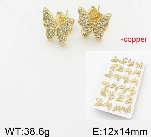 1 Set Simple Style Rabbit Star Moon Copper Ear Studs