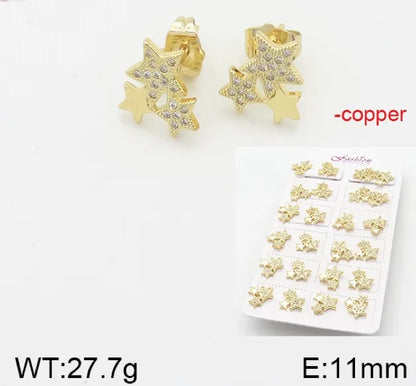 1 Set Simple Style Rabbit Star Moon Copper Ear Studs