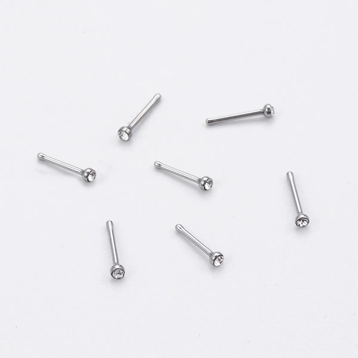 1 Set Simple Style Round Stainless Steel Inlay Rhinestones Nose Studs