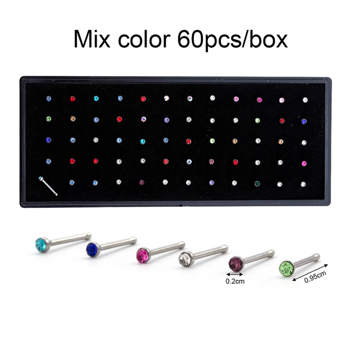 1 Set Simple Style Round Stainless Steel Inlay Rhinestones Nose Studs