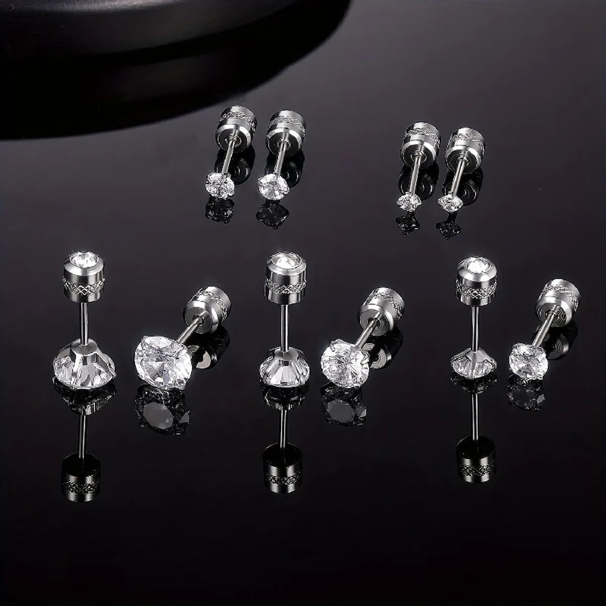 1 Set Simple Style Solid Color Inlay 304 Stainless Steel Zircon 18K Gold Plated Ear Studs