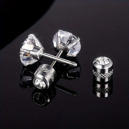 1 Set Simple Style Solid Color Inlay 304 Stainless Steel Zircon 18K Gold Plated Ear Studs