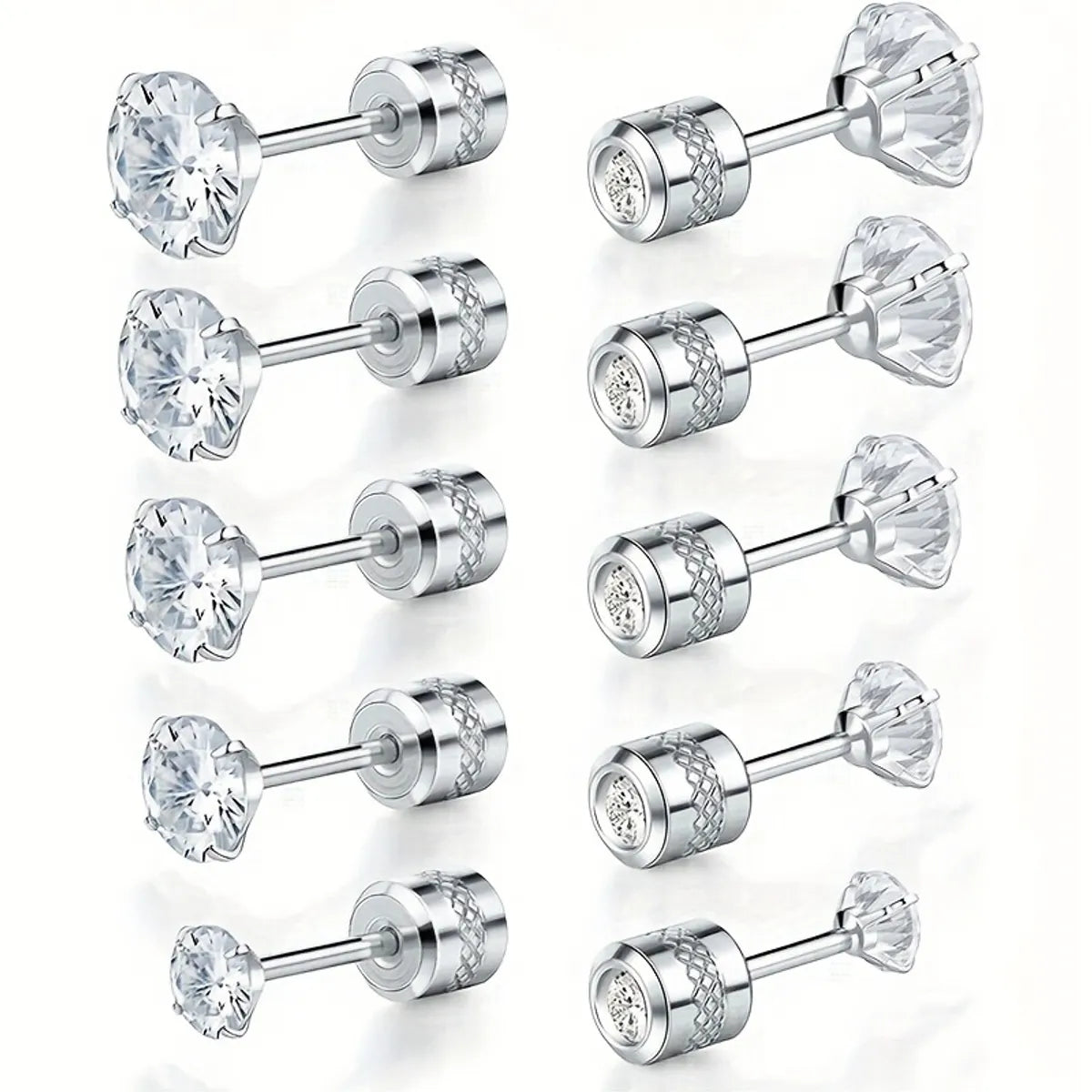 1 Set Simple Style Solid Color Inlay 304 Stainless Steel Zircon 18K Gold Plated Ear Studs