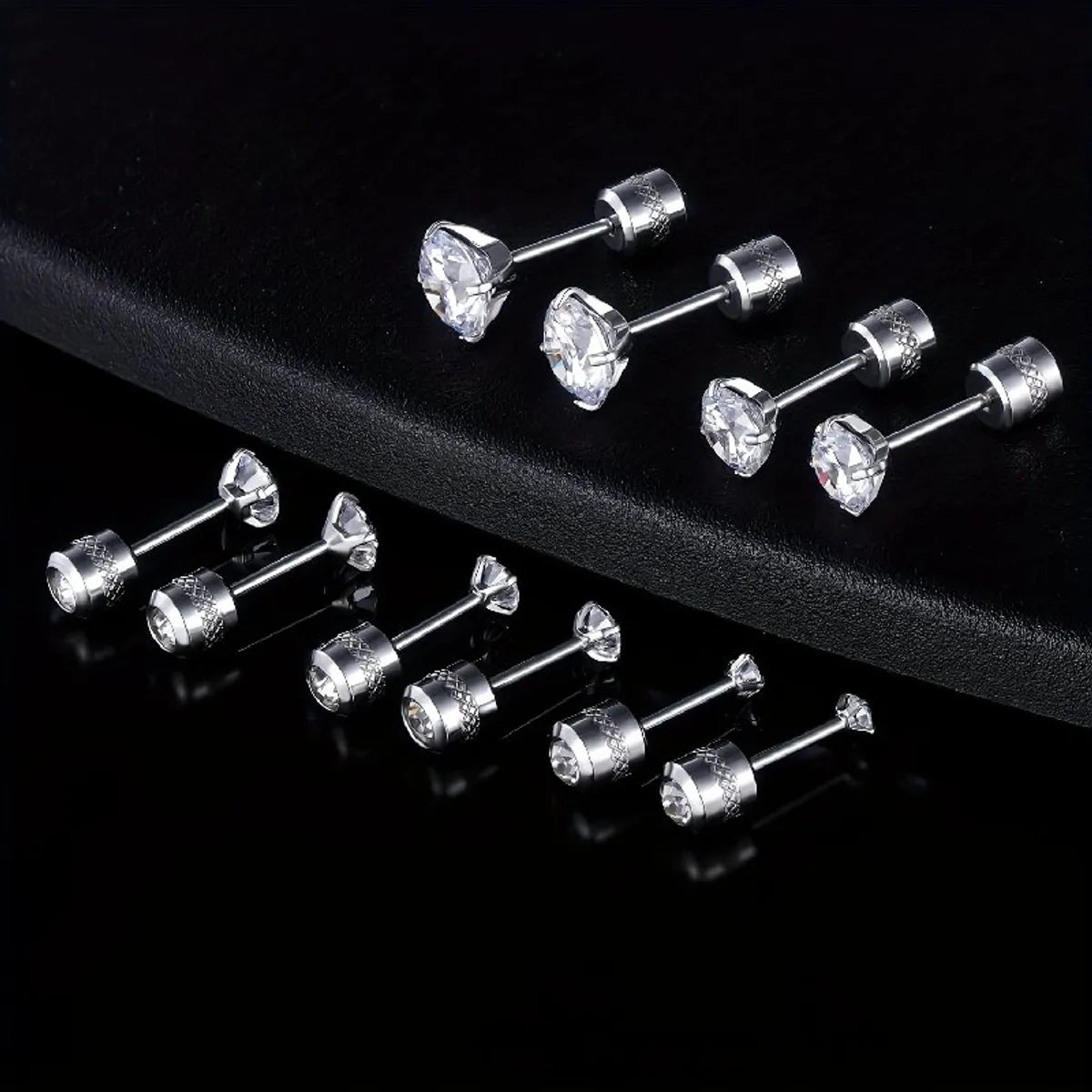 1 Set Simple Style Solid Color Inlay 304 Stainless Steel Zircon 18K Gold Plated Ear Studs