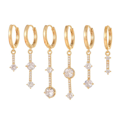 1 Set Simple Style Solid Color Plating Inlay Brass Zircon 18k Gold Plated Silver Plated Drop Earrings