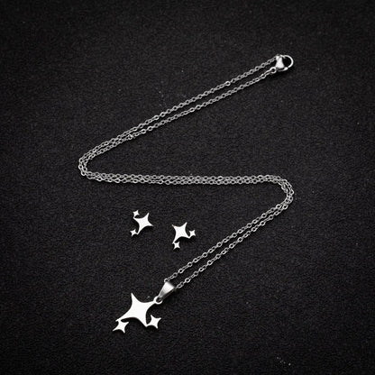 1 Set Simple Style Star Stainless Steel Titanium Steel Plating Earrings Necklace