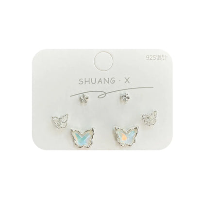 1 Set Sweet Butterfly Alloy Resin Ear Studs