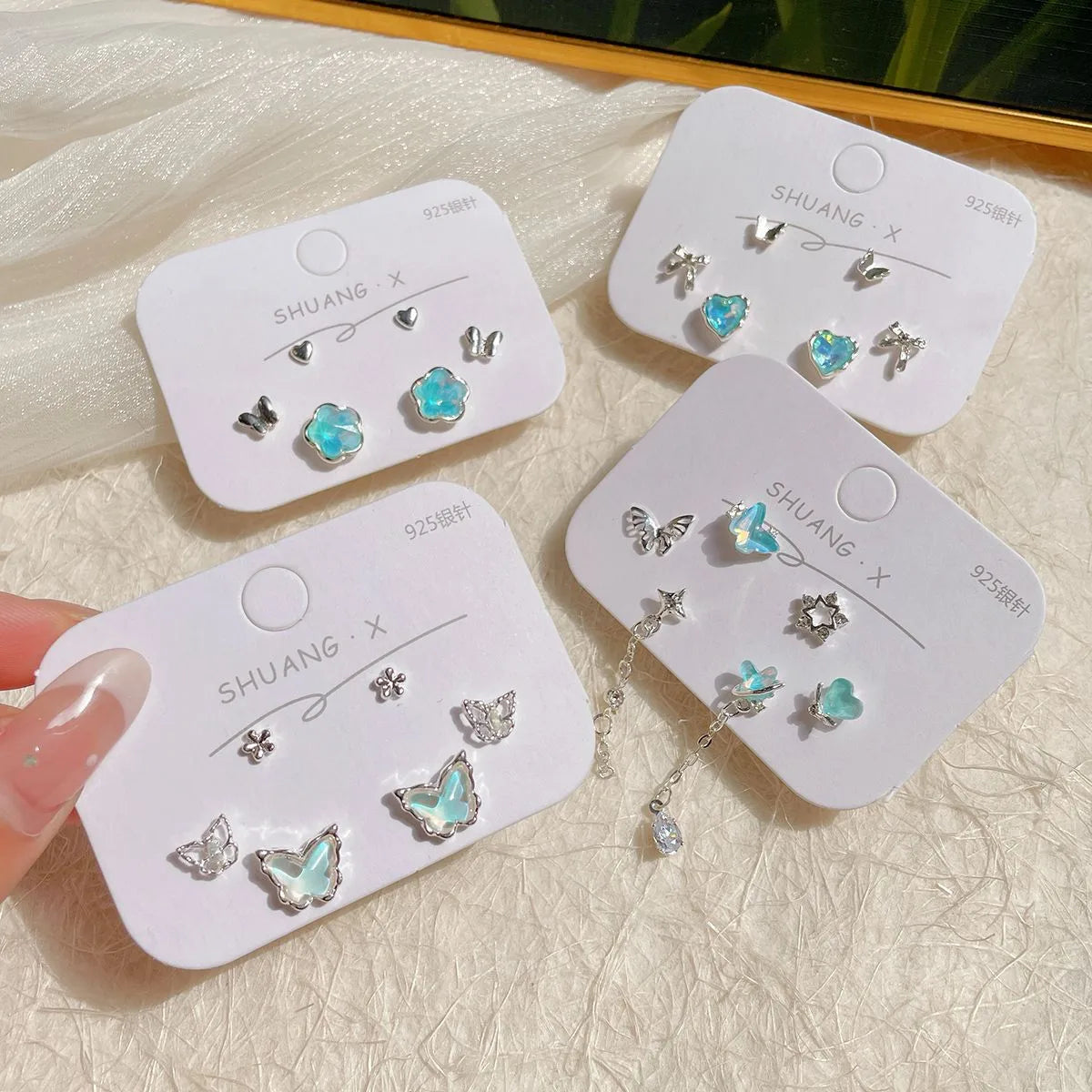 1 Set Sweet Butterfly Alloy Resin Ear Studs