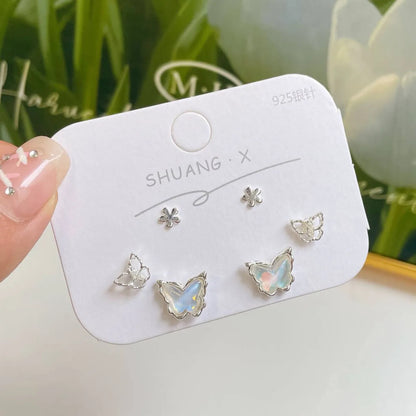 1 Set Sweet Butterfly Alloy Resin Ear Studs