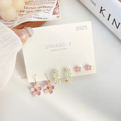 1 Set Sweet Flower Alloy Stoving Varnish Women'S Earrings