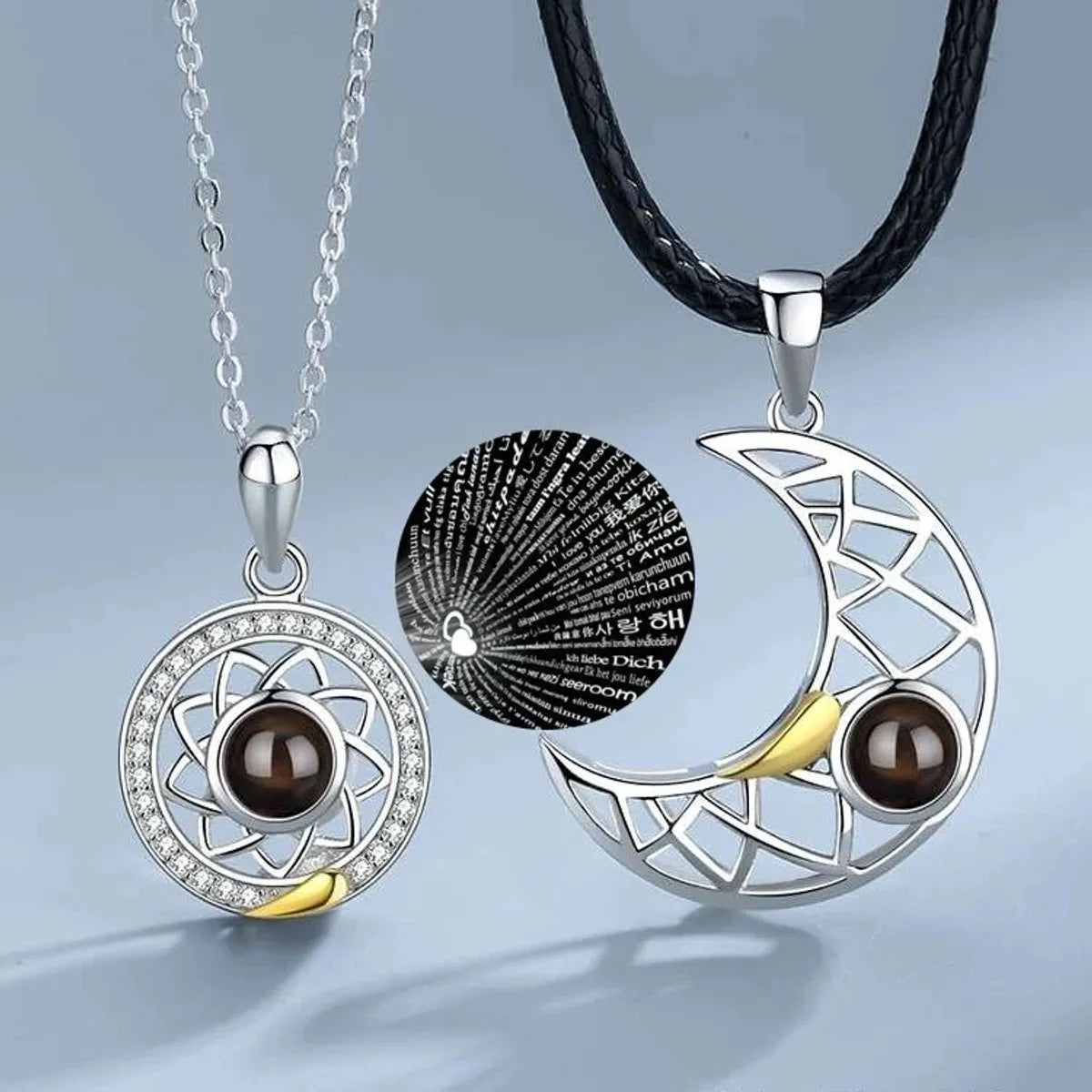 1 Set Sweet Geometric Sun Moon Alloy Metal Plating Unisex Pendant Necklace